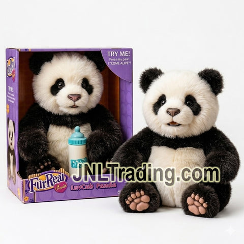 Year 2008 FurReal Friends LuvCub Panda Interactive 12 Inch Plush Toy Hasbro with Bottle and Adoption Certificate Electronic Stuffed Animal