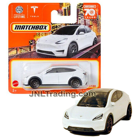 Year 2023 Matchbox MBX Metal Lifetime Series 1:64 Scale Die Cast Metal Car #89 - White Mid-Size SUV TESLA Model Y HXD38