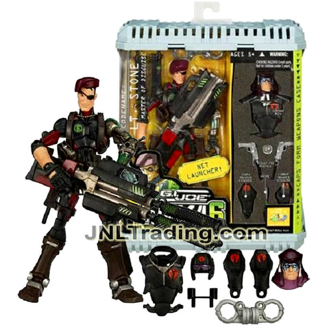 Year 2006 Sigma 6 GI JOE 8 Inch Figure - Master of Disguise LT. STONE with Zartan Mask, Cobra Uniform, Gun, Handcuff, Net Launcher and Weapon Case