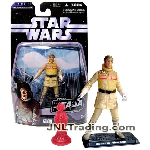 Year 2006 Star Wars The Saga Collection The Empire Strikes Back 4 Inch Figure - GENERAL RIEEKAN with Blaster, Display Base and QUEEN AMIDALA Hologram