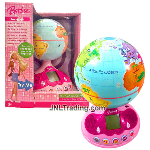 Year 2007 Barbie World Traveler TOUCH & TEACH GLOBE with 10 Games, LCD Screen and Sound