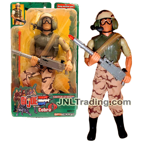 Year 2003 GI JOE A Real American Hero Spy Troops Series 11 Inch Figure - SWITCH GEARS with Machine Gun, Helmet, Projectile and Ammo Belt