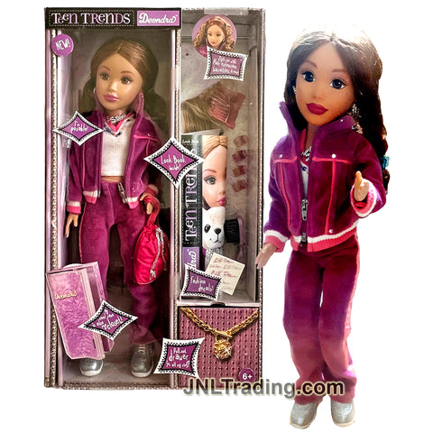 Year 2005 Teen Trends Series 17 Inch Posable Doll - DEONDRA with Closet, Bag, Hair Extension and Hairbrush