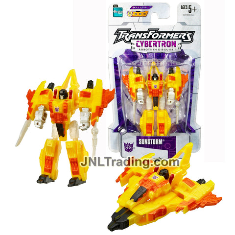 Year 2005 Transformers Cybertron Series Legends Class 3 Inch Tall Figure - Diabolical Super-Powerful Decepticon Thug SUNSTORM (Jet Fighter)