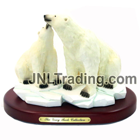 Amy & Addy The Gray Rock Collection Polar Bear & Cub Sculpture 8.5 Inch Resin Wildlife Statue on Wood Base