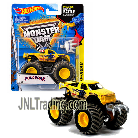 Yr 2014 Hot Wheels Monster Jam 1:64 Scale Die Cast Truck OFF-ROAD Series FULL BOAR CFT58 with Snap-On Battle Slammer (3-1/2" L x 2-1/4" W x 2-1/2" H)