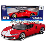 Maisto Special Edition Series 1:18 Scale Die Cast Car Set : Red Hard-Top Convertible 296 GTB ASSETTO FIORANO with Display Base