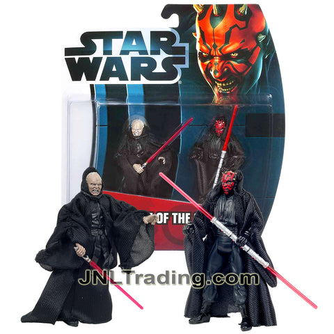 Year 2012 Star Wars Movie Heroes Series 2 Pack 4 Inch Tall Figure - EMERGENCE OF THE SITH with Darth Sidious, Darth Maul and 2 Lightsabers