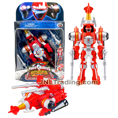 Year 2006 Power Rangers Operation Overdrive Series 8 Inch Tall Figure - TURBO DRILL RED POWER RANGER that Morphs to Red Drill Driver