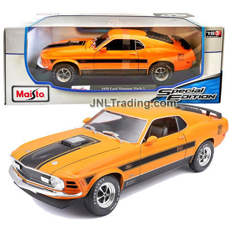 Maisto Special Edition Series 1:18 Scale Die Cast Car - Yellow Muscle Coupe 1970 FORD MUSTANG MACH 1 with Display Base