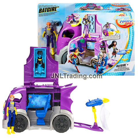 Year 2016 DC Super Hero Girls Series 6 Inch Tall Figure Playset - BATGIRL + MISSION VEHICLE with Costume Locker, Removable Chair and Net Launcher
