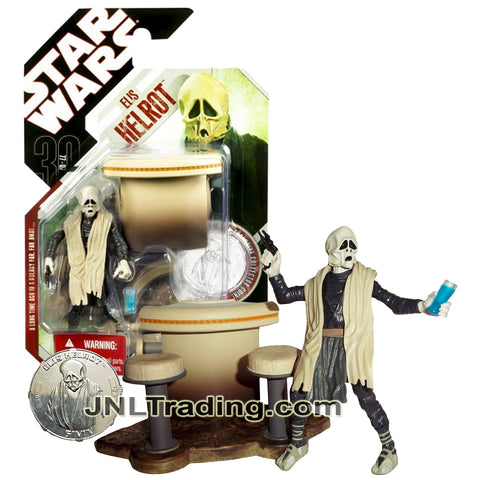 Year 2007 Star Wars A New Hope 30th Anniversary Series 4.5 Inch Figure - ELIS HELROT with Blaster, Tavern Table, Glass and Exclusive Collector Coin