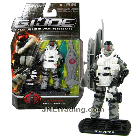 Year 2009 GI JOE Movie The Rise of Cobra Series 4 Inch Figure - Arctic Assault ICE-VIPER with Rifle, Gun, Skipedo with Missile Launcher & Display Base