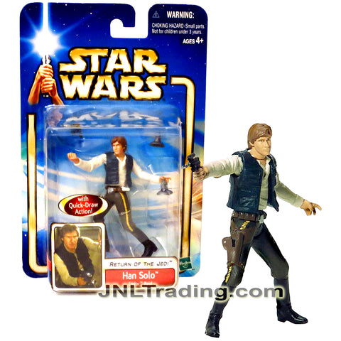 Year 2002 Star Wars Return of the Jedi 4 Inch Figure #37 - Endor Raid HAN SOLO with Blaster Pistol and Proton Grenades