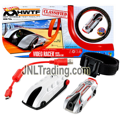 Year 2012 Hot Wheels HWTF Silver Video Racer Micro Camera Car Y7808 with Built-In LCD Screen, USB Cable, Protective Case and Mounting Accessories