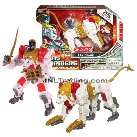 Year 2009 Transformers UNIVERSE Beast Wars Series Voyager Class 7 Inch Tall Figure - Maximal White LEO PRIME with Tail Whip & Cyber Planet Key (Lion)