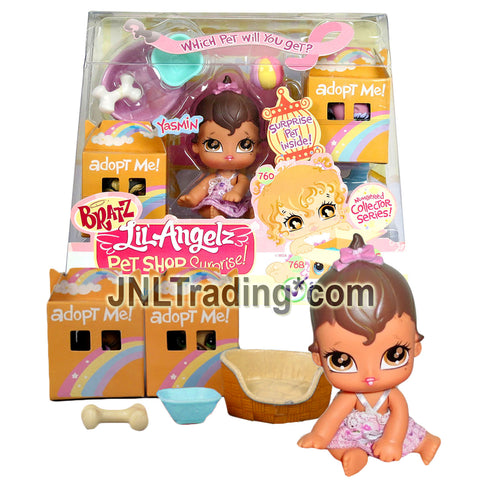MGA Entertainment Bratz Lil' Angelz Series 4 Inch Doll Set - PET SHOP SURPRISE with Yasmin (#760), 2 Surprise Pets (#768 & #775) & Many Accessories