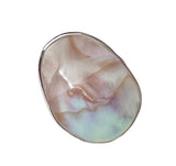 Adjustable Large Oval Mother of Pearl Natural Statement Shell Ring Handcraft O1