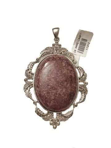 Vintage Style Rhodonite Natural Rose Stone Revitalized Gemstone Heal pendant