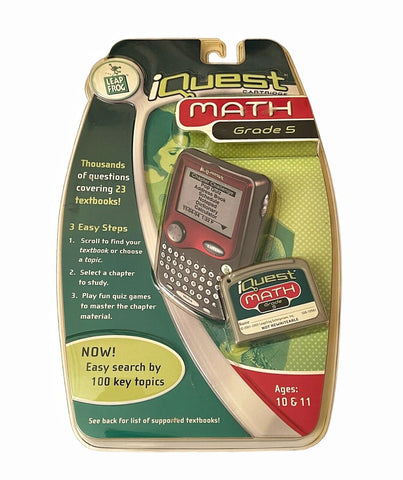 LEAP FROG IQUEST CARTRIDGE MATH GRADE 5 AGE 10 & 11 THOUSANDS OF QUESTIONS COVERING 23 TEXTBOOKS