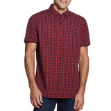 Weatherproof Men's Short Sleeve Comfort Stretch Woven Shirt Red Plaid
