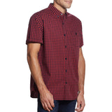 Weatherproof Men's Short Sleeve Comfort Stretch Woven Shirt Red Plaid