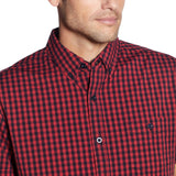 Weatherproof Men's Short Sleeve Comfort Stretch Woven Shirt Red Plaid