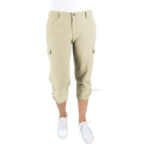 Woolrich Women Trek Hiking Cargo Capri Pants Size 6-14 Gray/Khaki