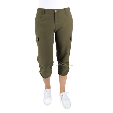 Woolrich Women Trek Hiking Cargo Capri Pants Size 6-14 Gray/Khaki