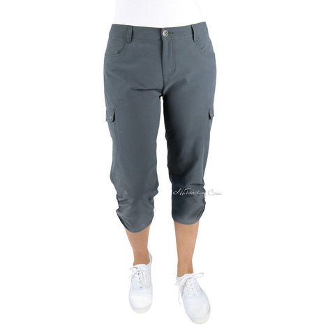Woolrich Women Trek Hiking Cargo Capri Pants Size 6-14 Gray/Khaki