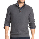 G.H. Bass & Co. Long Sleeve Button-Front Waffle Sweater Pullover