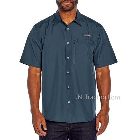 Eddie Bauer Men's Short Sleeve Summer Light Woven Tech Shirt UPF 40