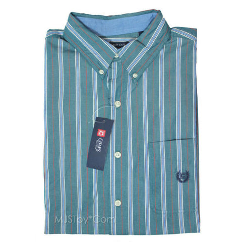 NWT CHAPS by Ralph Lauren Green Stripes Easy Care Long Sleeve Men's Shirt M-XXL
