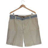 NEW IZOD Men Flat Front Belted Khaki Short Classy Chinos Cotton Shorts 34-42 $55