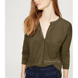 NWT Ann Taylor LOFT Beautiful Soft Jersey Collarless Knit Blouse Shirt Navy XS