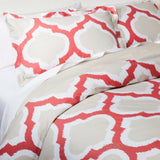 NEW Threshold 3 Piece Coral Blurred Lattice Duvet Cover Set 100% Cotton Sz KING