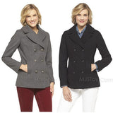 NWT Merona Women's Double Breasted Peacoat Wool Jacket Stylist Coat Gray/Black S