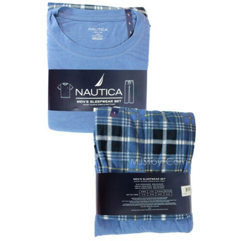 Nautica Men's Pajama Sleepwear Set Short Sleeve Crew Tee & Knit Fleece –  JNL Trading