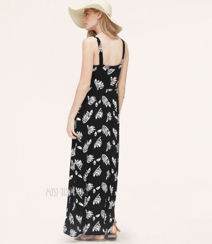 NWT Ann Taylor LOFT Summer Leaf Knit Maxi Beach Long Relax Black Dress – JNL Trading