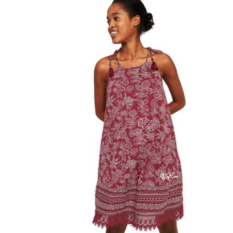 old navy red swing dress Old Navy Dress Women's XL Red Ditsy Floral Peasant Boho Cottagecore Swing Knee