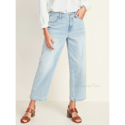 Old Navy Women's High-Rise Wide-Leg Comfy Jeans Light Wash Denim Pants –  JNL Trading