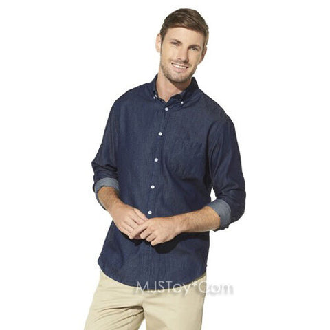 NWT Merona Men Long Sleeve Classic Fit Button Down Chambray Denim Shirt Top NWT Merona Men Long Sleeve Classic Fit Button Down Chambray Denim Shirt Top