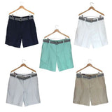 NEW IZOD Men Flat Front Belted Khaki Short Classy Chinos Cotton Shorts 34-42 $55