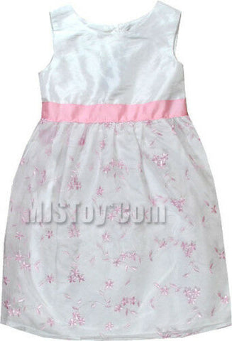 NWT Cute Dressy Sunday White Embroidered Easter Girl Pink Flower Dress