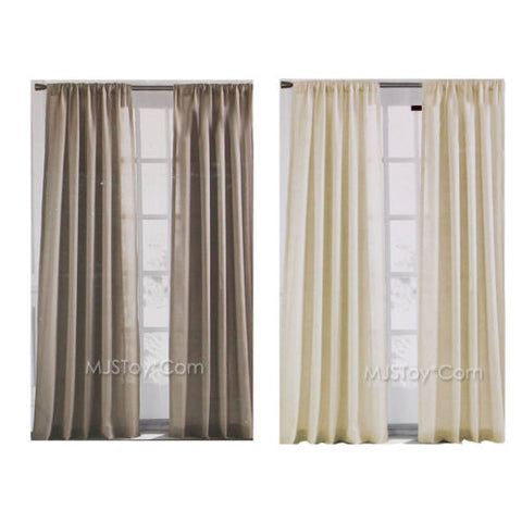 NEW NATE BERKUS One Window Treatment Panel Lockstitch Curtain 50x84 White/Tan
