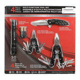 NEW 4 Piece 14in1 & 13in1 Multi-Function Snap Tool Set Folding Knife Flashlight