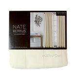 NEW NATE BERKUS One Window Treatment Panel Lockstitch Curtain 50x84 White/Tan