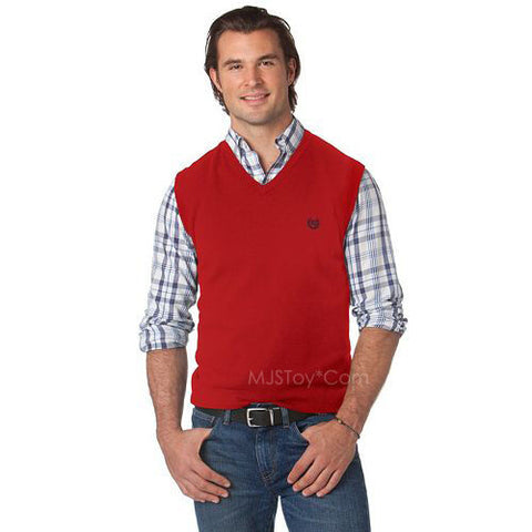 NEW CHAPS Ralph Lauren Men SOLID Classic Fit V-NECK SWEATER VEST M-XL  Red/Gray