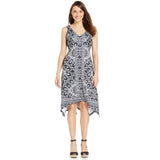 NWT Style & Co. Come Together Print V-neck Sleeveless Handkerchief-Hem Dress