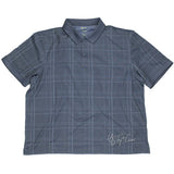 NWT HAGGAR Clothing Men's Windowpane Short Sleeve Polo Shirt Khaki/Blue 2XL $46